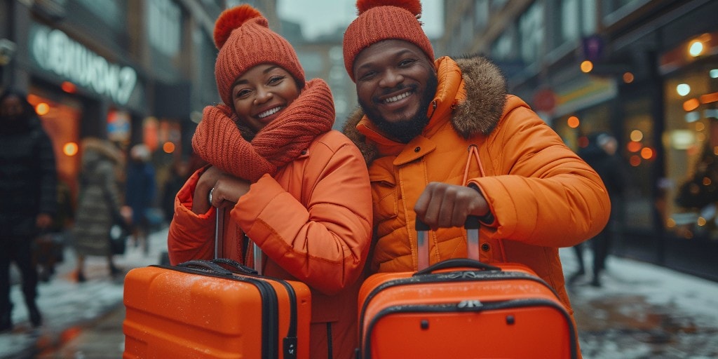 Casal angolano pronto para viajar